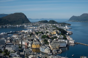 Blick vom Aksla auf die Jugendstilstadt Ålesund in Norwegen