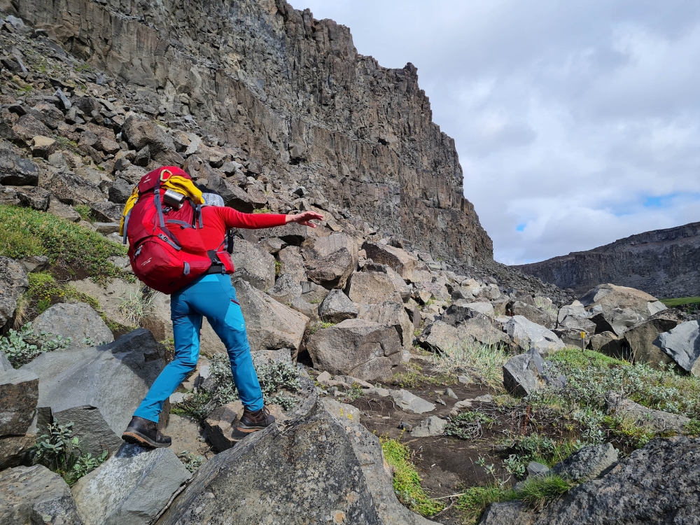 Felsengalopp auf dem Weg zum Hafragilsfoss - auf unserer Trekkingtour entlang der Jökulsárgljúfur (Nordisland)