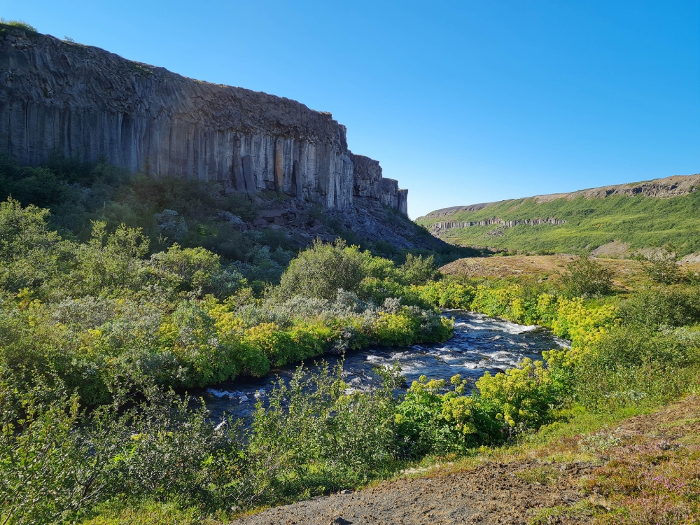 Weiter entlang der Hólmatungar zu Stallaá- auf unserer Trekkingtour entlang der Jökulsárgljúfur (Nordisland)