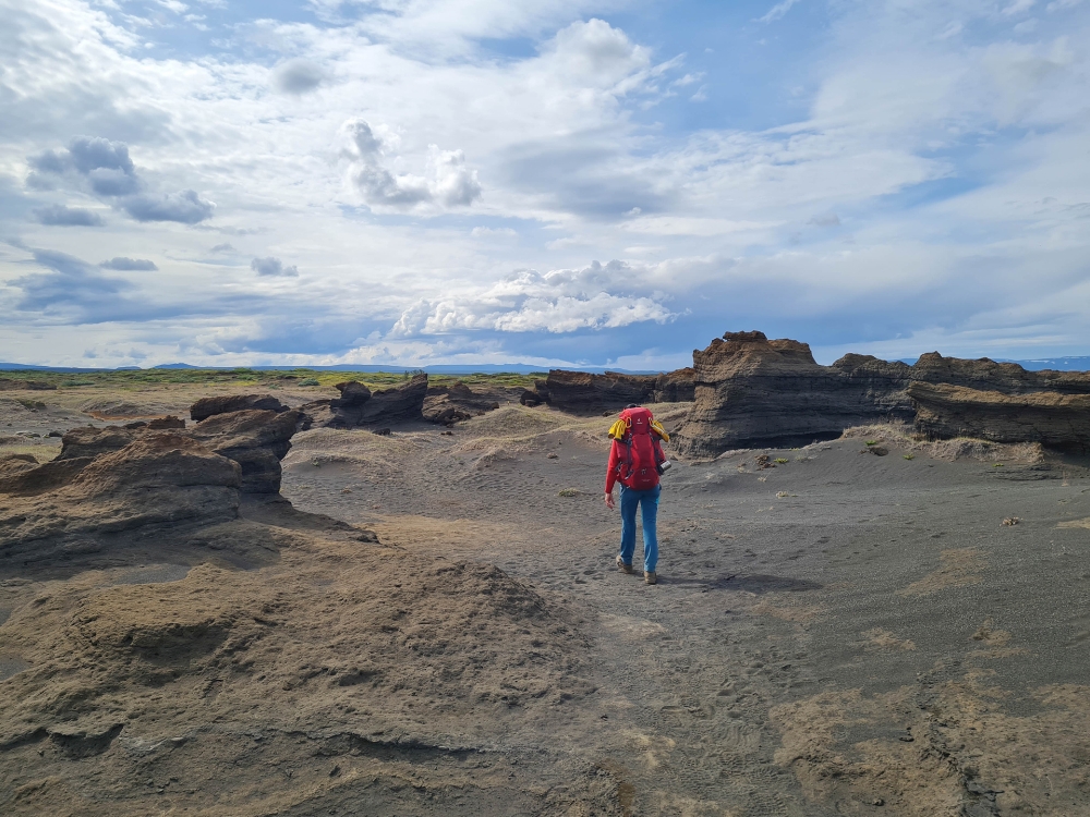 Westernlandschaft auf dem Weg zum Aussichtspunkt Klappir - auf unserer Trekkingtour entlang der Jökulsárgljúfur (Nordisland)