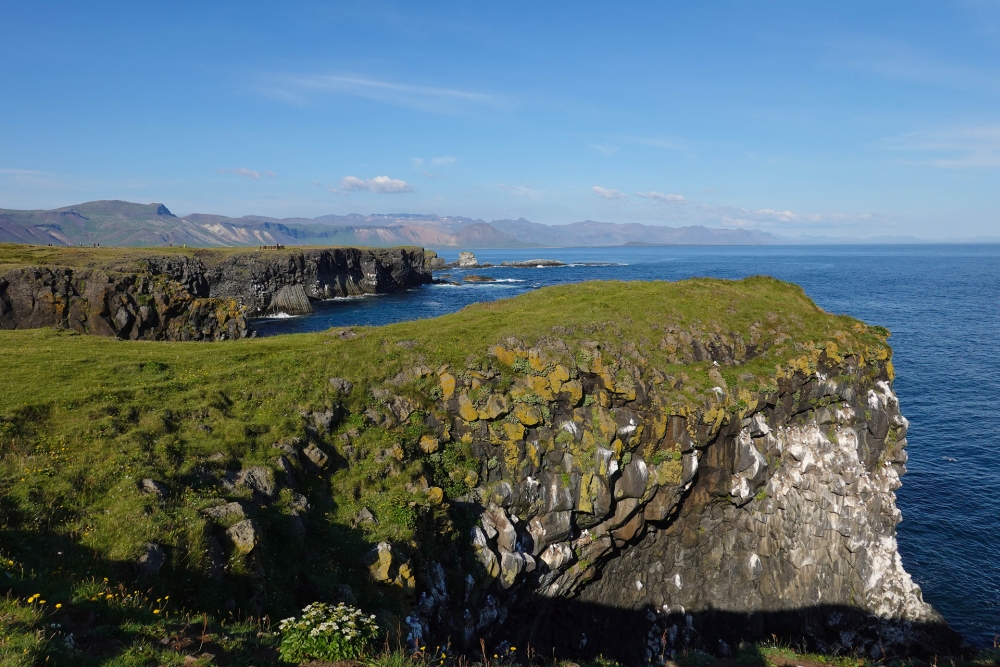 Die Steilküste von Arnarstapi - auf unserer Wanderung von Hellnar nach Arnarstapi - Südküste von Snæfellsnes (Island)