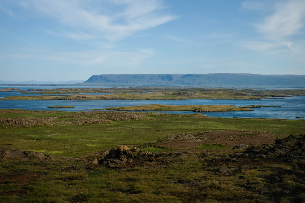 Blick von der 54 über den Hvammsfjörður auf die Westfjorde - Snæfellsnes (Island)