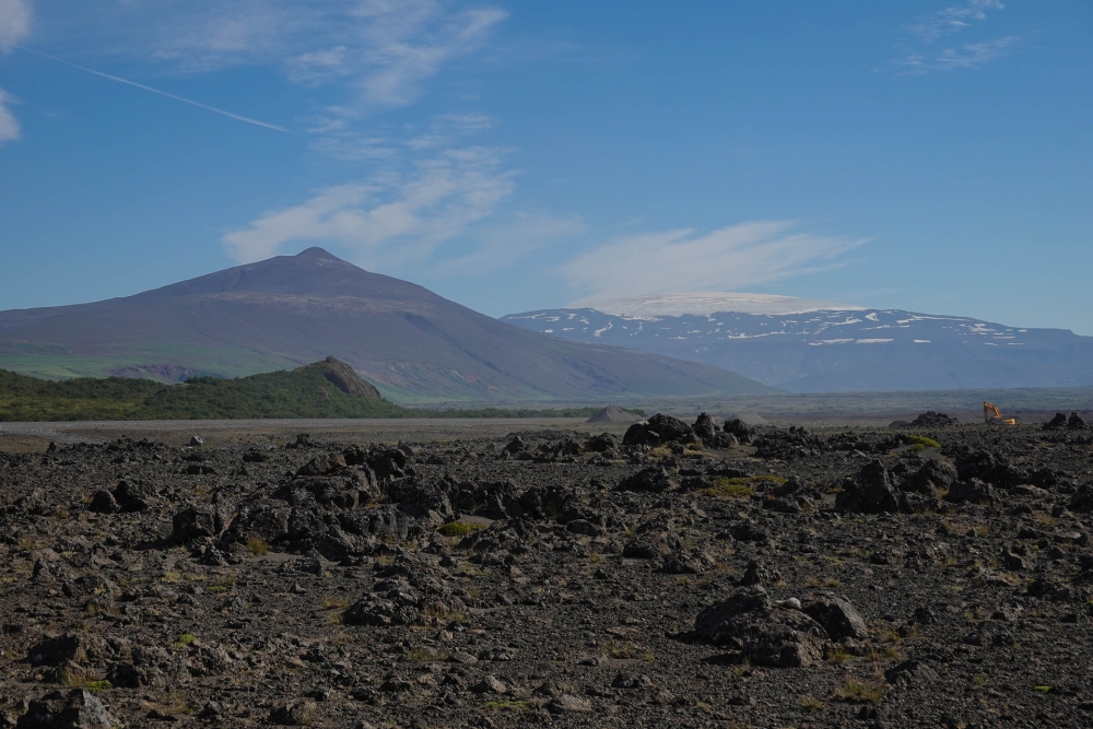 Blick von der Kaldidalur-Piste auf den Strútur und den Eiríksjökull (westliches Hochland von Island)