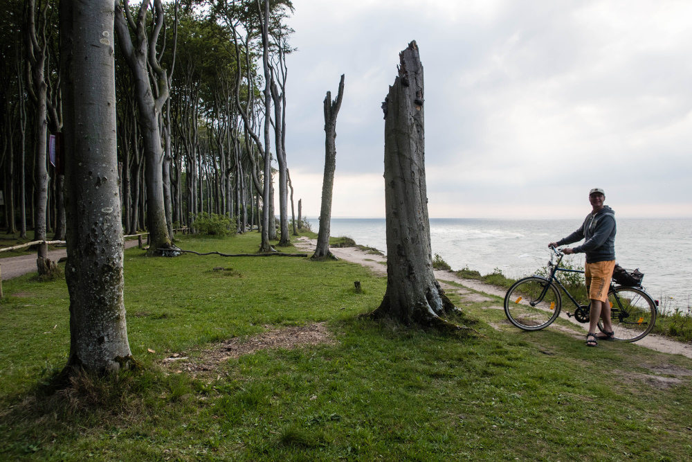 mit dem Fahrrad entlang der Steilküste des Nienhäger Gespensterwaldes